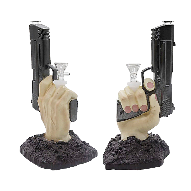 Silicone Hand Holding Gun Waterpipe | 9 inches | Assorted Colors product image